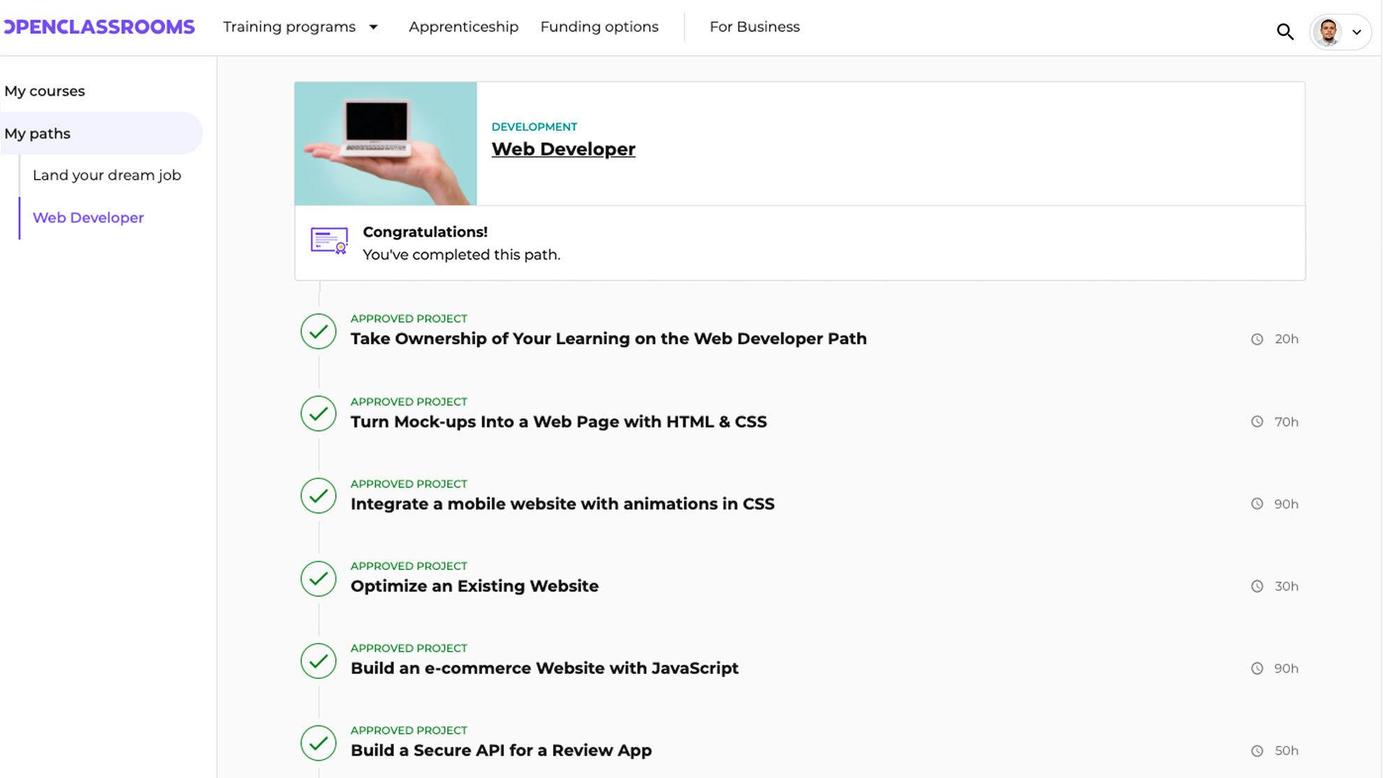 Apprenticeship training - OpenClassrooms